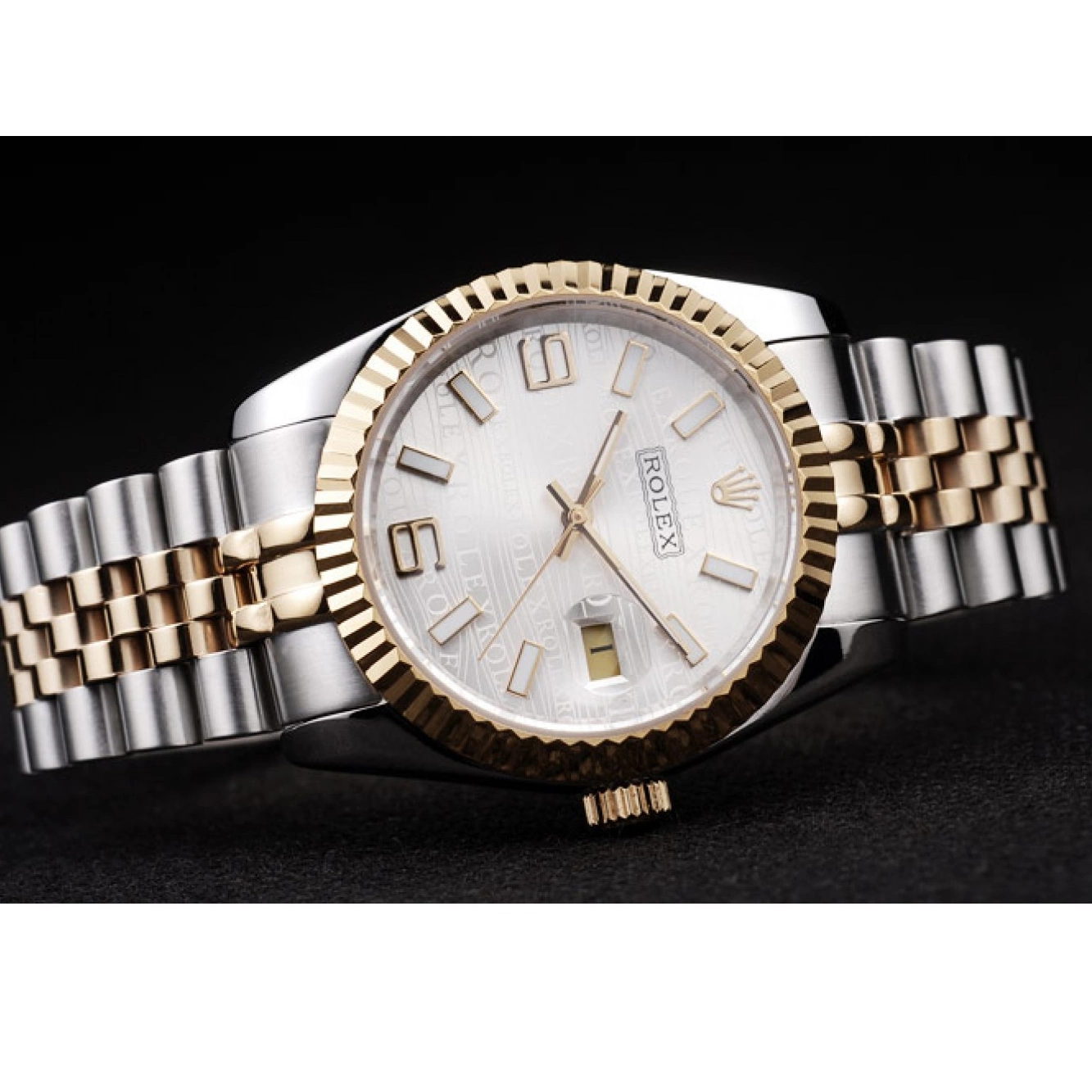 Rolex aaa copy Two 18k DateJust Gold Plated Silver Tone Steel 98084 Rolex Dial Stainless 0709